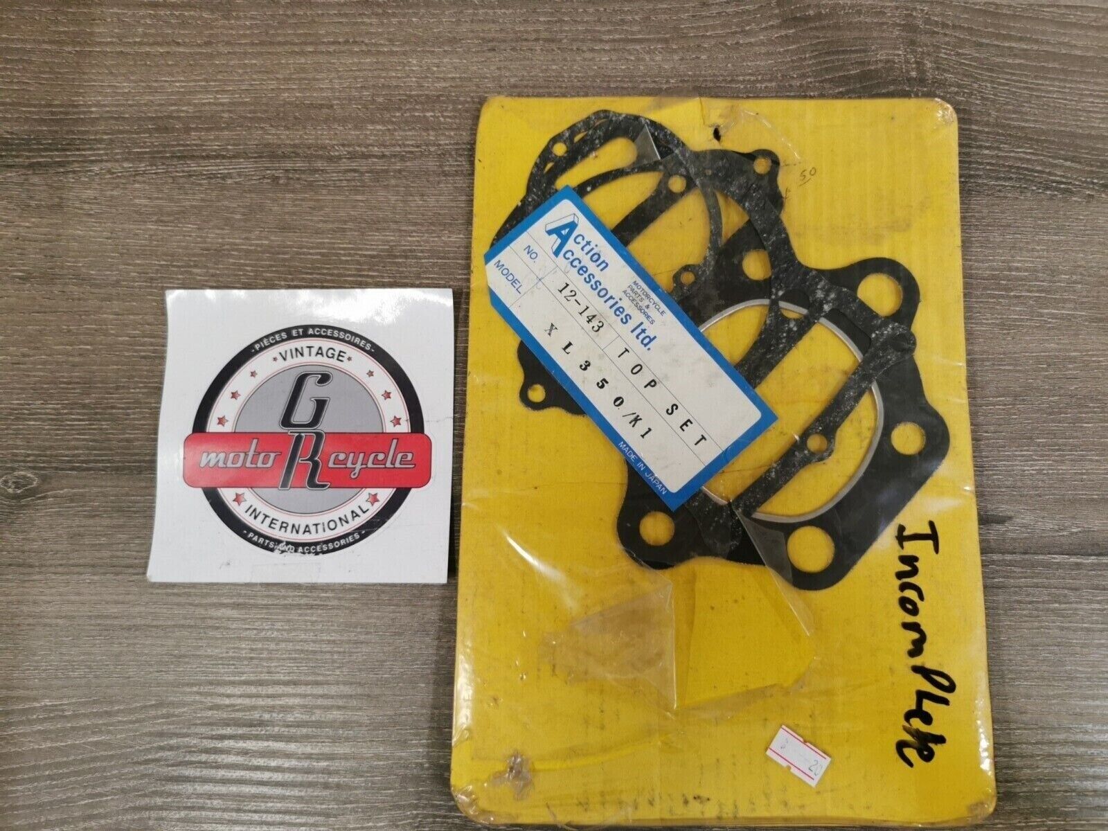 NOS ACTION ACCESSORIES HONDA XL350INCOMPLETE TOP GASKET SET 12-143 J28
