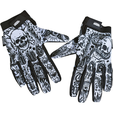 Lethal Threat #GL15017M - Tattoo Gloves - Black/White - Medium